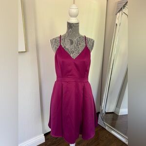 Fuchsia satin cocktail / party dress. Worn once. Stunning color.